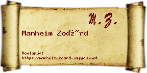 Manheim Zoárd névjegykártya